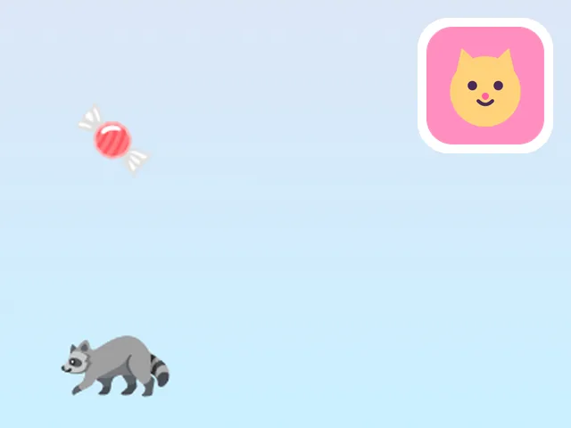 Candy Rain: a raccoon catching falling candy